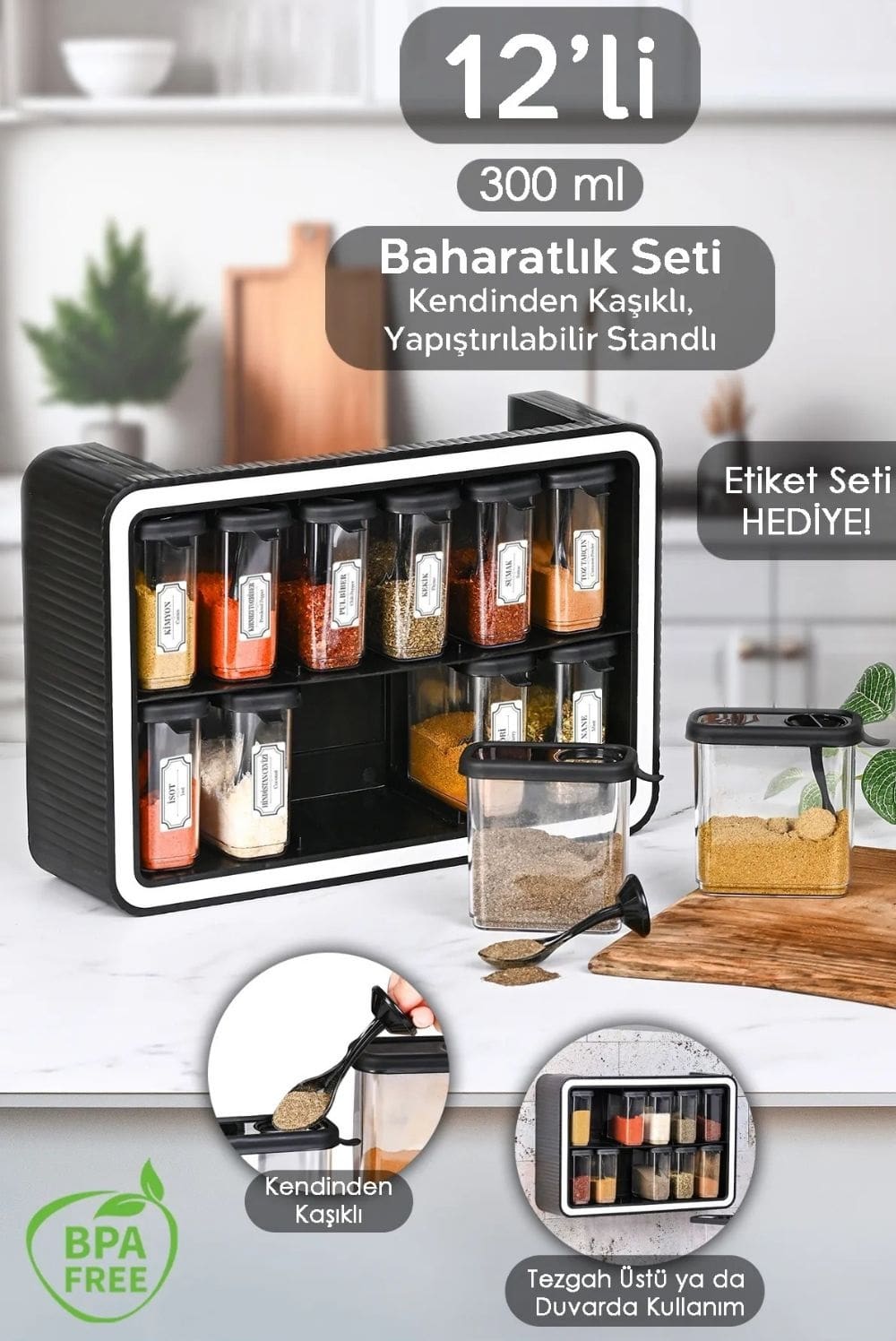 Olinman 12 Kaşıklı Baharatlık Seti